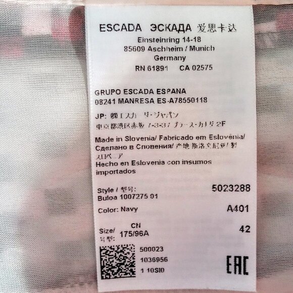 Escada Convertible Collar Metallic Check Print Peplum Blazer - Picture 7 of 9